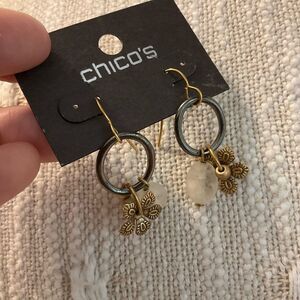 0195-Chico's Gold and Silver Floral Earrings